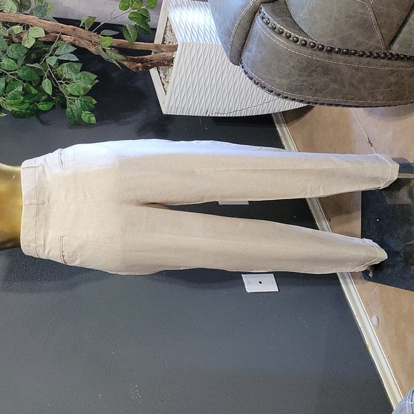 Vintage Retro Linen Blend Pleated Cream Trousers Size 6 - 8 - Picture 8 of 11